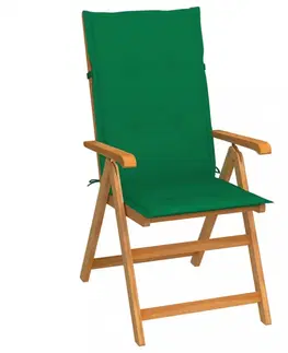 Zahradní židle Skládací zahradní židle 4 ks s poduškami Dekorhome Tmavě zelená