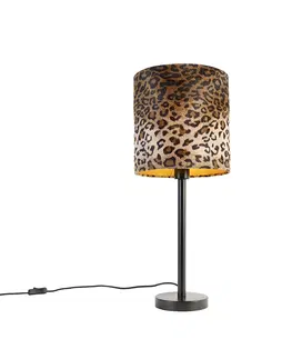 Stolni lampy Moderní stolní lampa černá se stínidlem leopard 25 cm - Simplo