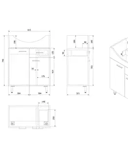 Koupelnový nábytek AQUALINE ZOJA umyvadlová skříňka 61,5x74x32cm, 2x dvířka, 1x zásuvka, dub platin 51165