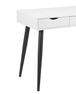 Psací stoly Dkton Designový psací stůl Nature 110 cm bílý-černý