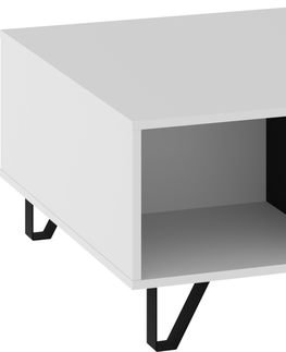 Konferenční stolky Konferenční stolek PRUDHOE 2D, bílá/černý lesk, 5 let záruka