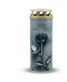 Dekorativní svíčky Hřbitovní svíčka Růže šedá, 6 x 16,5 cm, 195 g