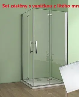 Sprchové vaničky H K Čtvercový sprchový kout MELODY R808, 80x80 cm se zalamovacími dveřmi včetně sprchové vaničky z litého mramoru