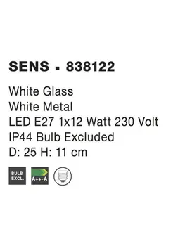 Klasická stropní svítidla Nova Luce Stylové stropní svítidlo Sens s vyšším stupněm krytí - 1 x 60 W, bílá / bílý kov NV 838122