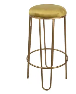 Barové židle Zlatá kovová barová židle se zlatým sedákem - Ø 41*74 cm Clayre & Eef 5Y0911