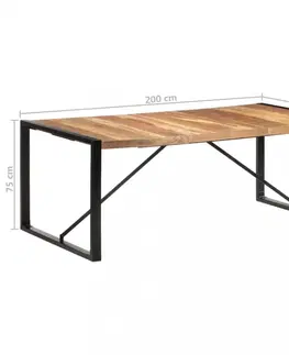 Jídelní stoly Jídelní stůl masivní dřevo / kov Dekorhome 200x100x75 cm