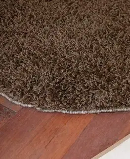 Koberce a koberečky Dywany Lusczow Kulatý koberec SHAGGY Hiza 5cm hnědý, velikost kruh 100