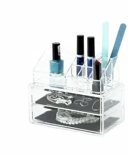 Koupelnový nábytek Organizér na kosmetiku Compactor – 2 zásuvky, horní úložný díl, čirý plast