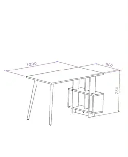 Psací stoly Kalune Design Psací stůl LAGOMOOD SIDE dub/bílý
