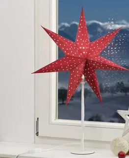 Vánoční světelná hvězda Markslöjd Stojací hvězda Clara, hvězda červená, noha bílá