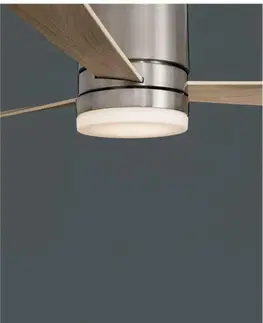 Ventilátory NOVA LUCE stropní ventilátor se světlem SATIN broušený nikl ocel a sklo dřevěné listy 5 rychlostí 35W LED 18W 3000K 9953016