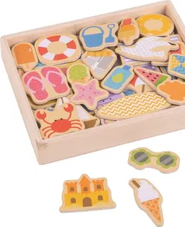 Dřevěné hračky Bigjigs Toys Magnetky HOLIDAYS BY THE SEA 35 ks vícebarevné