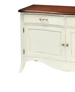 Designové komody Estila Luxusní komoda Deliciosa v bílém provedení z mahagonového dřeva v provence stylu 130cm
