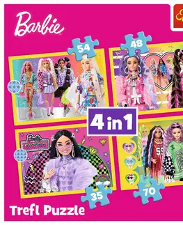 Hračky puzzle TREFL - Puzzle 4v1 - Šťastný svět Barbie / Mattel, Barbie