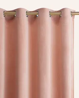 Jednobarevné hotové závěsy Pudrově růžový velurový závěs CHARMY na stříbrná kolečka 140 x 280 cm