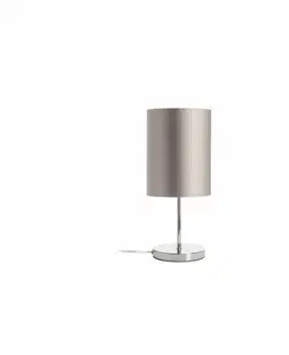 Lampy na noční stolek RED - DESIGN RENDL RENDL NYC/RON 15/20 stolní Monaco holubí šeď/stříbrné PVC/nikl 230V E27 7W R14058