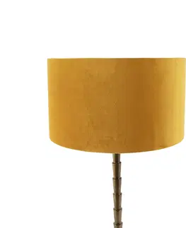 Stolni lampy Stolní lampa ve stylu art deco se sametovým odstínem žluté 35 cm - Pisos
