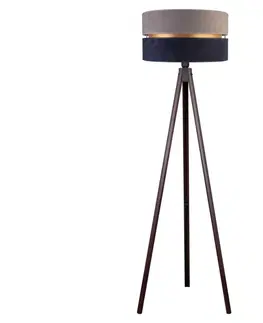 Lampy   - Stojací lampa DUO 1xE27/60W/230V šedá/modrá/wenge 