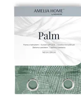 Záclony Závěs AmeliaHome Palm I zelený, velikost 140x270