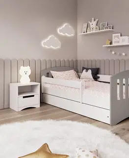 Dětské postýlky Kocot kids Klasická dětská postel Babydreams šedá, varianta 80x160, bez šuplíků, s matrací