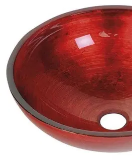 Umyvadla SAPHO MURANO ROSSO IMPERO skleněné umyvadlo na desku, průměr 40cm, červená AL5318-63