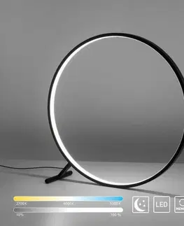 Designové stojací lampy PAUL NEUHAUS LED stojací svítidlo a stolní lampa černá kruhová stmívatelná přes dálkové ovládání 2700-5000K PN 319-18