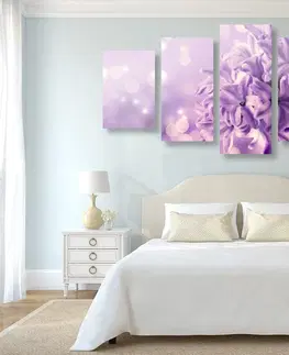 Obrazy květů 5-dílný obraz fialový květ šeříku