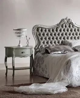 Luxusní a stylové postele Estila Exkluzivní barokní manželská postel Soraya s vyřezávaným ozdobným rámem a čalouněným čelem 160-180x200cm