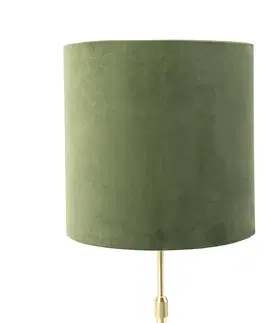 Stolni lampy Stolní lampa zlatá / mosaz s velurovým odstínem zelené 25 cm - Parte