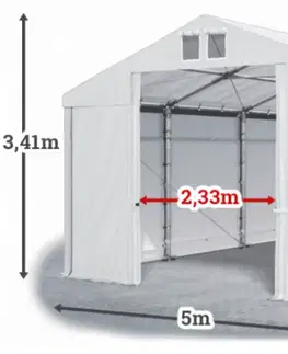 Zahrada Skladový stan 5x10x2,5m střecha PVC 560g/m2 boky PVC 500g/m2 konstrukce ZIMA PLUS Bílá Bílá Bílá