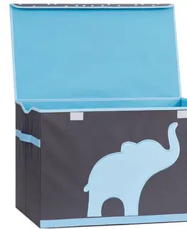 Boxy na hračky LOVE IT STORE IT - Truhla na hračky - šedá, modrý slon - posílená MDF materiálem