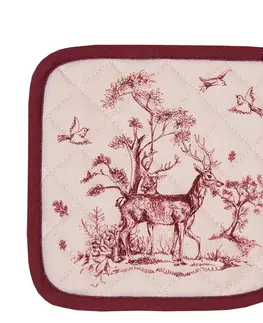 Chňapky Béžová bavlněná chňapka - podložka s jelenem Pretty Forest - 20*20 cm Clayre & Eef PFT45