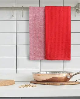 Utěrky DecoKing Kuchyňská utěrka Louie červená, 50 x 70 cm, sada 3 ks