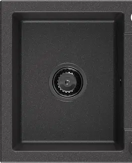 Sifony k pračkám MEXEN/S Enzo granitový dřez 1 s odkapávačem 576 x 465 mm, černá kropenatá, + sifon grafit 6506571005-76-B