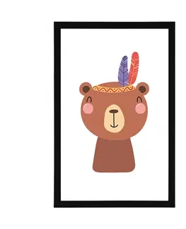 Zvířátka Plakát s paspartou roztomilý medvídek s peříčky