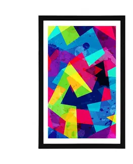 Pop art Plakát s paspartou geometrický vzor s grunge efektem