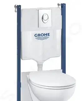 Záchody GROHE Solido Set předstěnové instalace, klozetu Bau Ceramic a sedátka softclose, tlačítko Start, chrom 39419000