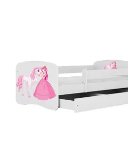 Dětské postýlky Kocot kids Dětská postel Babydreams princezna a poník bílá, varianta 70x140, se šuplíky, s matrací