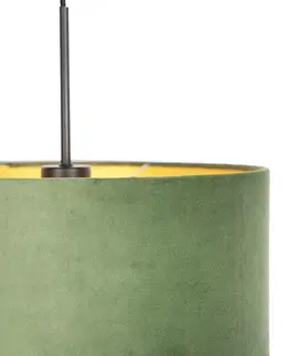 Zavesna svitidla Závěsná lampa s velurovým odstínem zelená se zlatem 35 cm - Combi