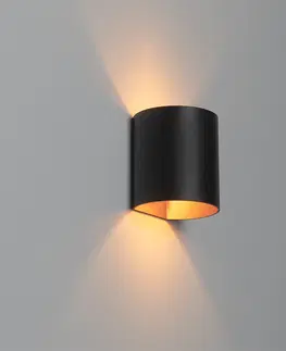 Nastenna svitidla Moderní nástěnná lampa černá s mosazí - Sabbio