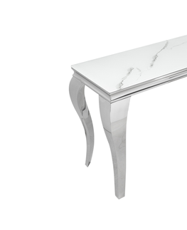 Toaletní stolky LuxD Designový konzolový stůl Rococo 145 cm stříbrný - mramor