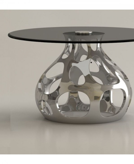 Kulaté jídelní stoly KARE Design Jídelní stůl Volcano - stříbrný, Ø120cm
