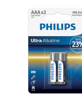 Baterie primární Philips Philips LR03E2B/10 - 2 ks Alkalická baterie AAA ULTRA ALKALINE 1,5V 