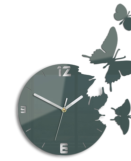 Nalepovací hodiny ModernClock 3D nalepovací hodiny Butterfly tmavě šedé