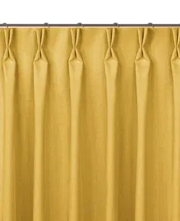 Záclony Závěs Homede Carmena II s řasící páskou flex a dvojitým záhybem hořčicově žlutý, velikost 220x225