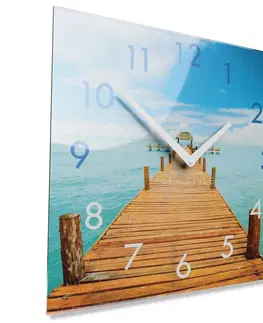 Nástěnné hodiny Dekorační skleněné hodiny 30 cm s motivem léta