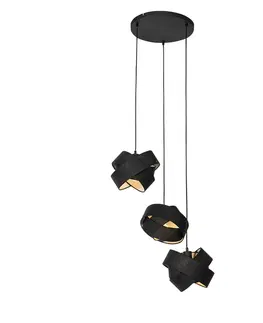 Zavesna svitidla Moderní závěsná lampa černá 3-světelná - Látková