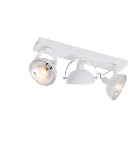Bodova svetla Průmyslové stropní svítidlo bílé se stříbrným 3-světelným nastavitelným - Magnax