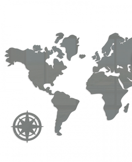 Nalepovací hodiny ModernClock 3D nalepovací hodiny Mapa světa šedé