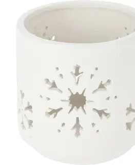 Vánoční dekorace Cementový svícen Vločka II bílá, 7,8 x 8 cm